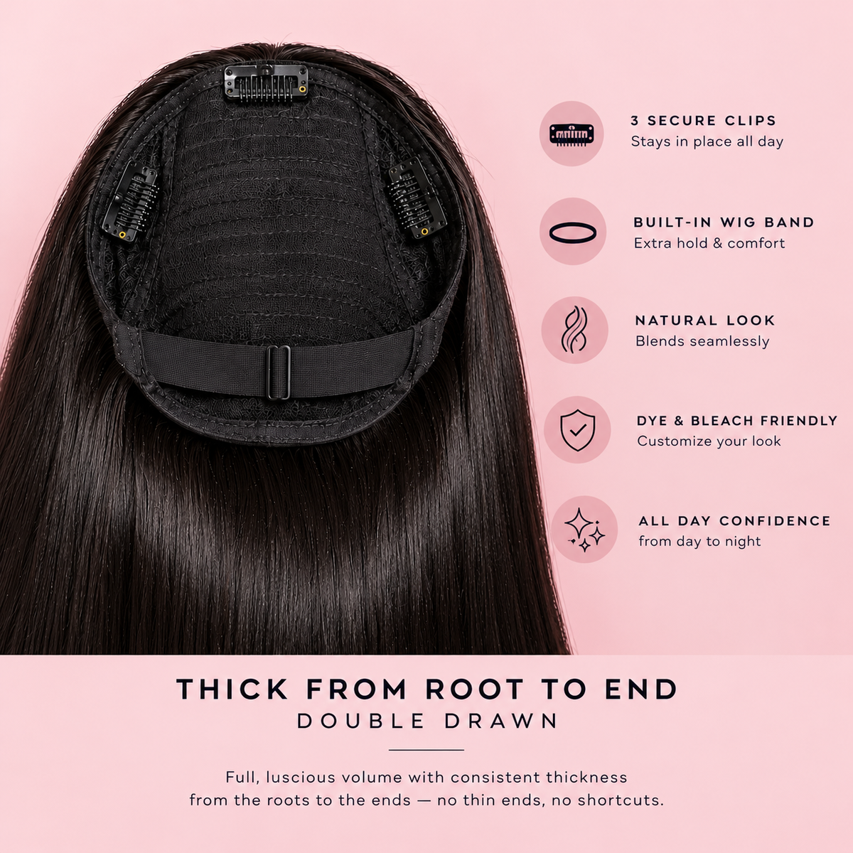 ‘ Jamelia ‘ RAW STRAIGHT HALF WIG UNIT